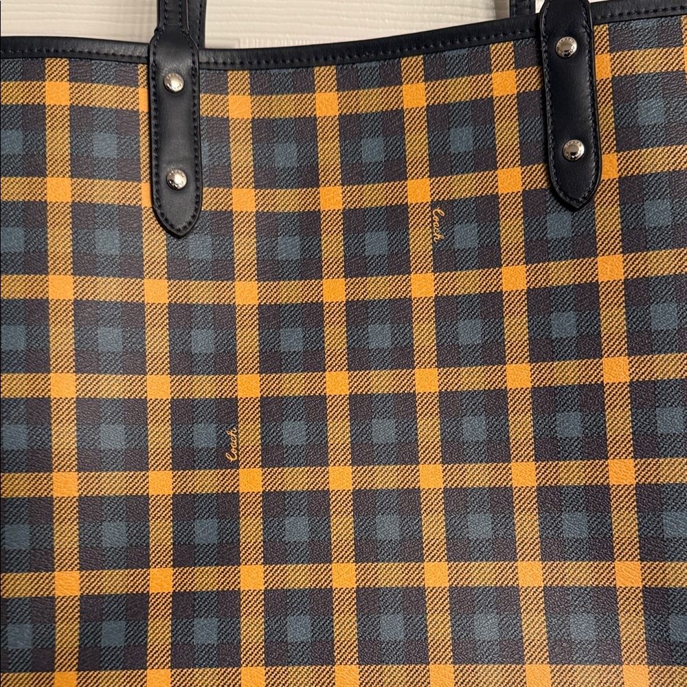 Coach Checkered Reservable Tote Bag - Yellow and Black - Picture 4 of 10